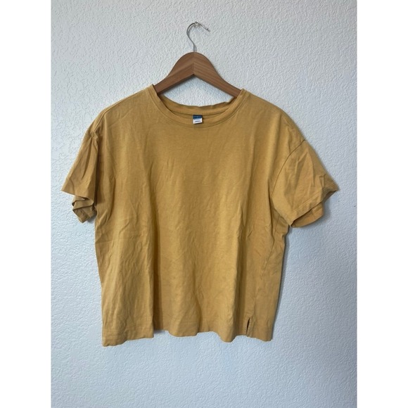 Old Navy Tops - Old Navy Vintage Tee Mustard Yellow Cotton Short Sleeve Boxy Crop Top Womens M